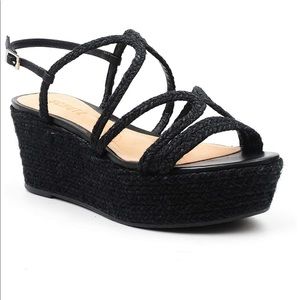 Schutz Palmma Black Strappy Platform Size 8